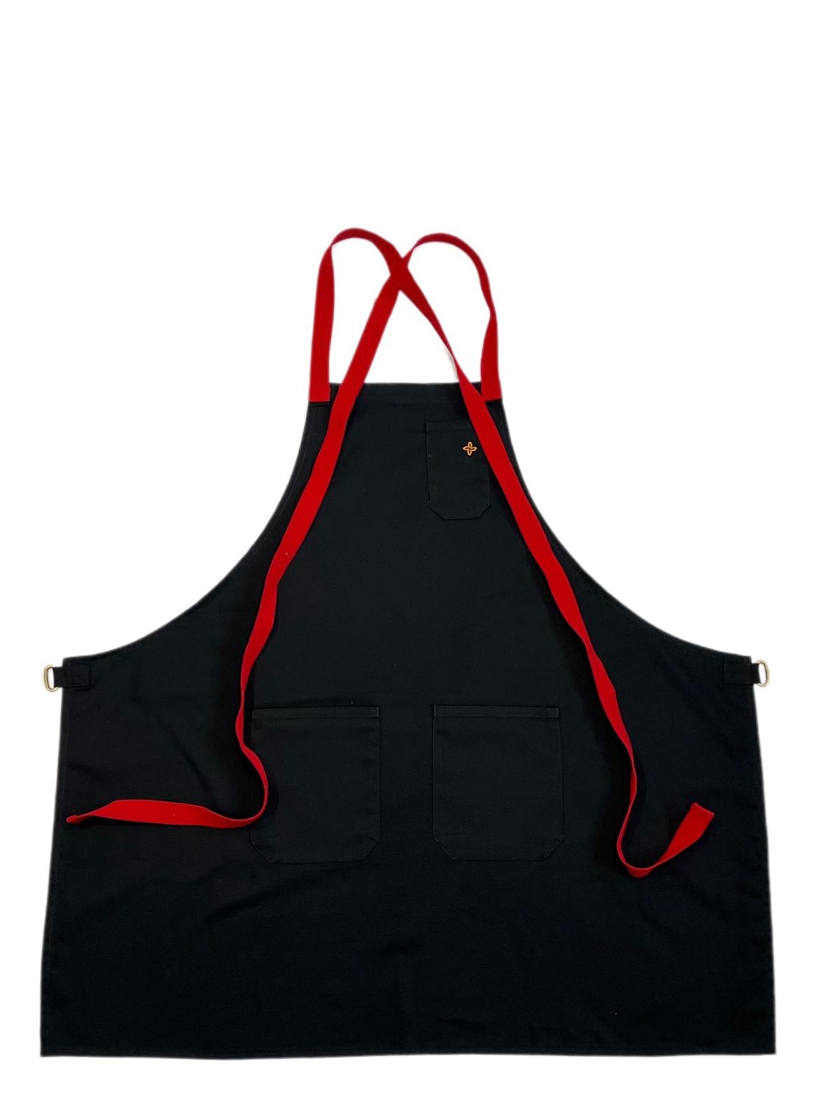 Squid ink Crossbody Apron with (Red, Yellow and Navy Blue Strap)
