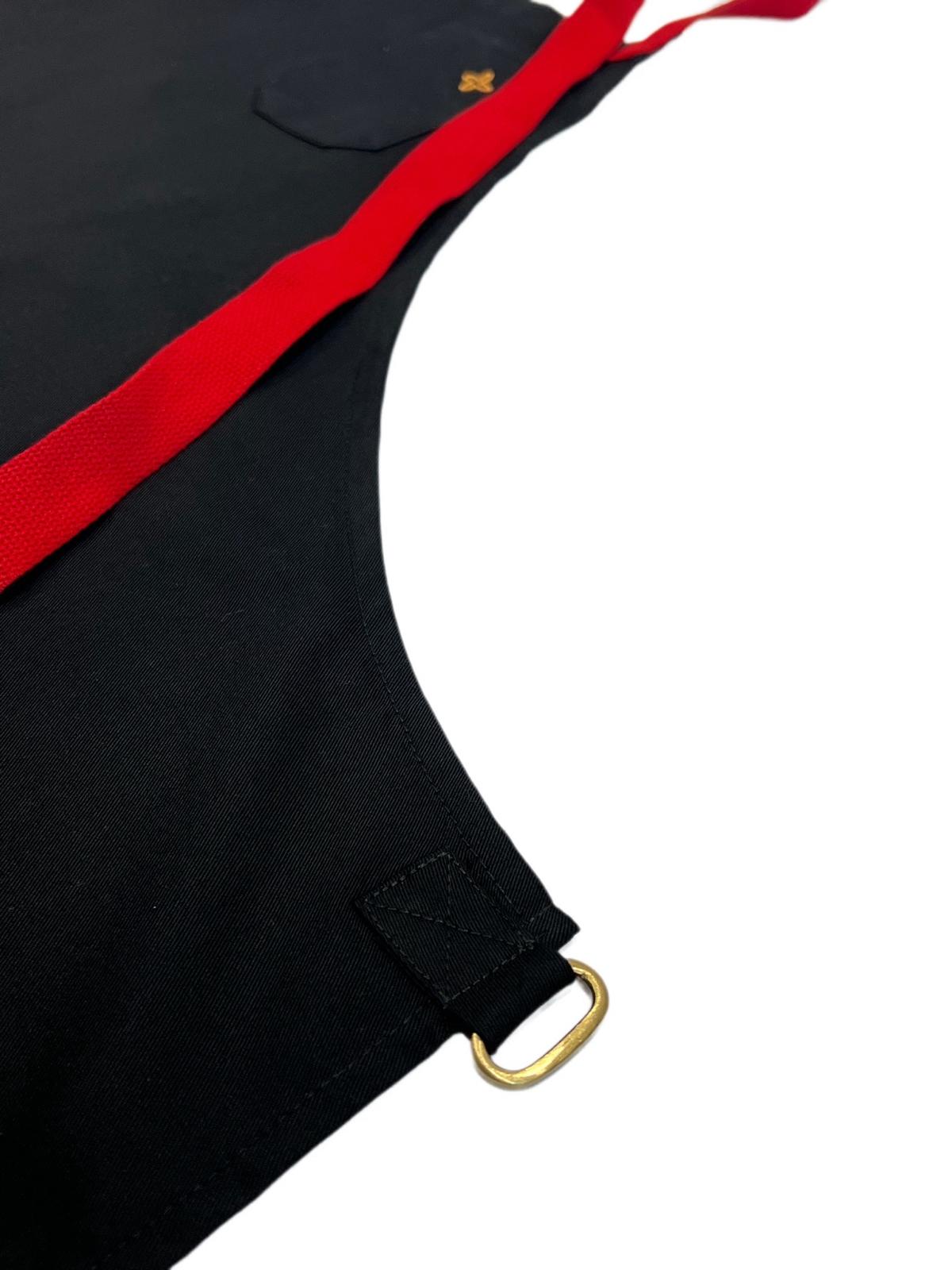 Squid ink Crossbody Apron with (Red, Yellow and Navy Blue Strap)