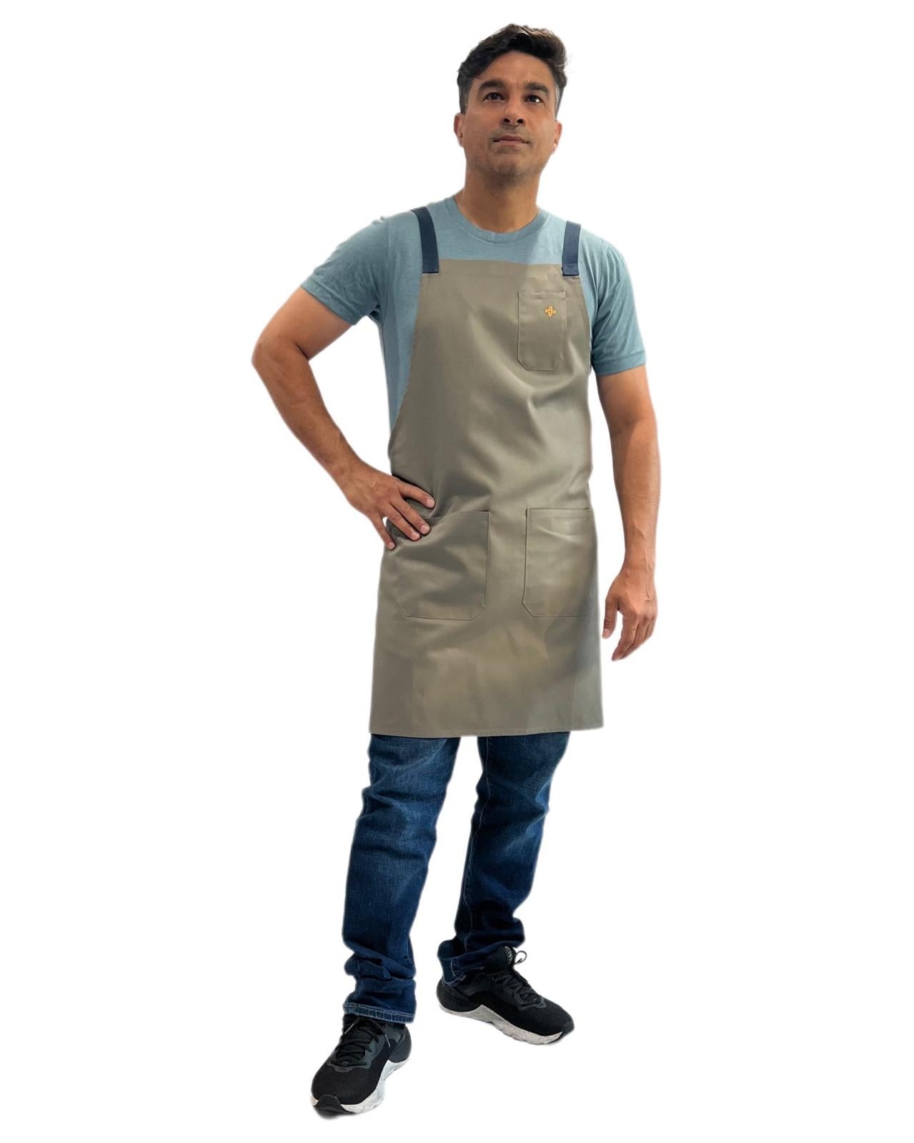 Squid ink Crossbody Apron with (Red, Yellow and Navy Blue Strap)