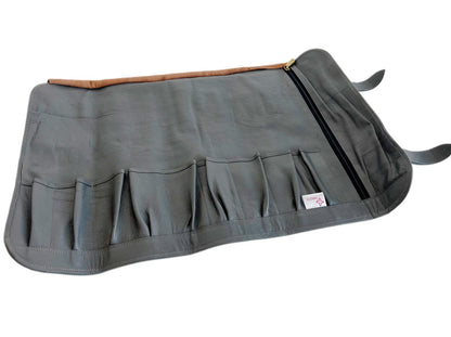 Leather 9 Pocket Knife Roll