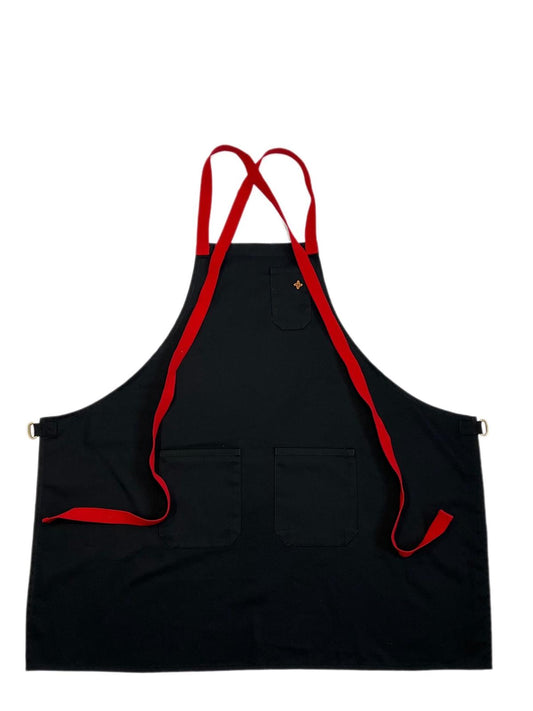 Squid ink Crossbody Apron with (Red, Yellow and Navy Blue Strap)