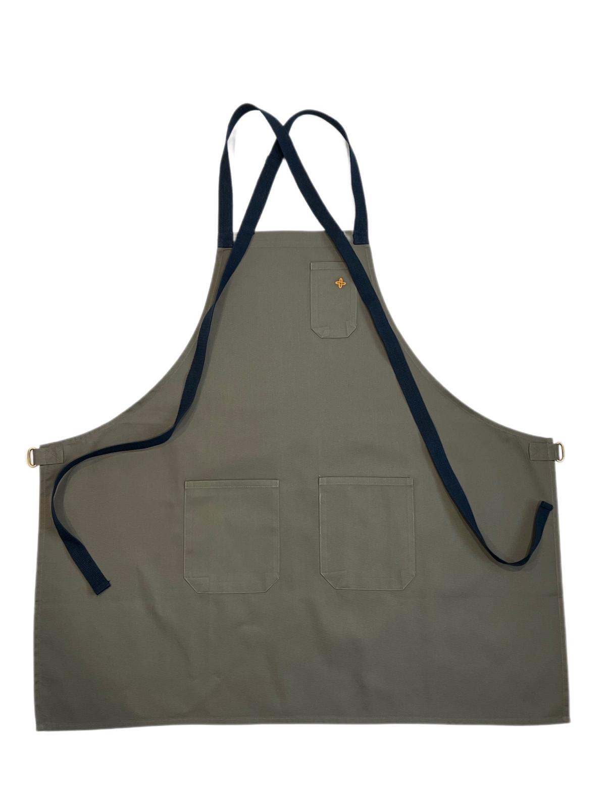 Squid ink Crossbody Apron with (Red, Yellow and Navy Blue Strap) - Boldric
