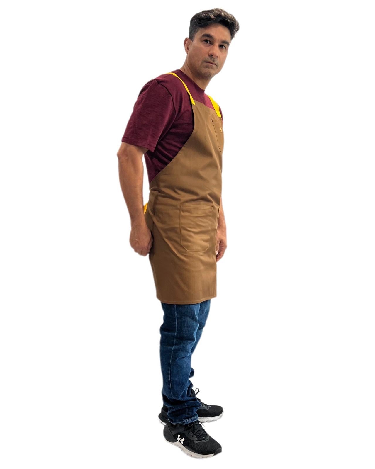 Squid ink Crossbody Apron with (Red, Yellow and Navy Blue Strap)